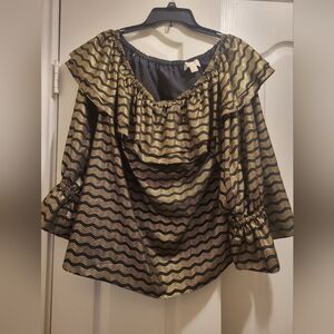 Michael by Michael Kors size 1X Black and Gold Blouse
